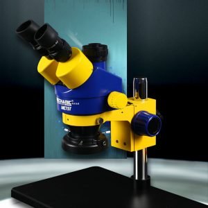 MECHANIC MC75T-B3 Trinocular Stereo Mechanic Microscope 7X-45X or 14X-180X External Screen Display Continuous zoom 56 LED Light (large base)