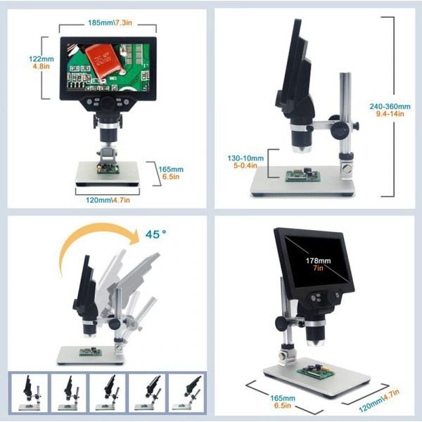 G1200 Digital Microscope 7 Inch Large Color Screen Large Base LCD Display 12MP 1-1200X - Image 3