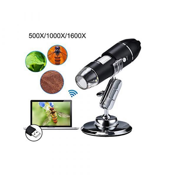 USB Microscope 1600x Zoom 1080p Digital Mini Microscope Camera with OTG Adapter and Metal Stand; Compatible for Window